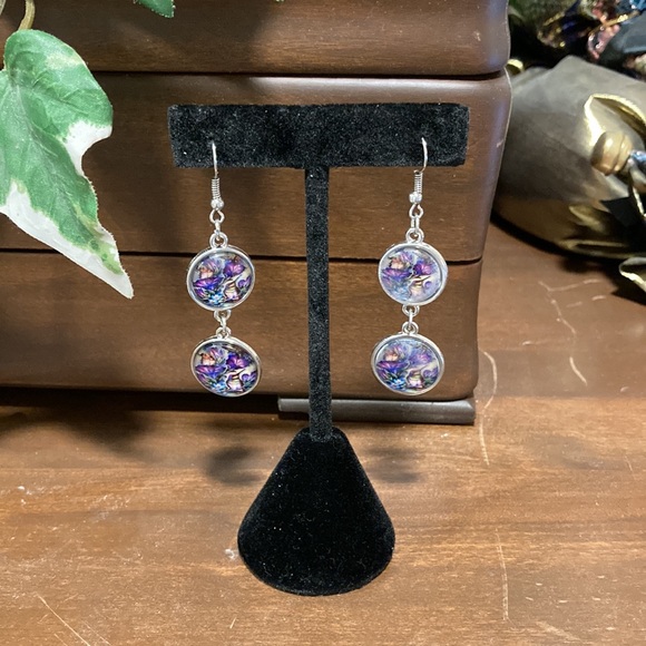 NWOT - Trendy Retro French Hummingbird Glass Drop Charm Fashion Pierced Earrings - Picture 4 of 13